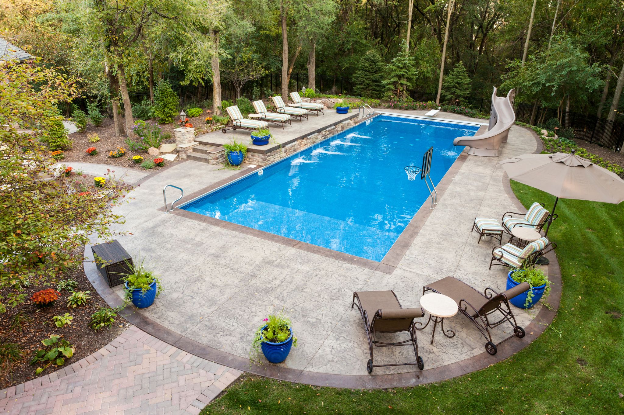 Hide Pool Equipment with Landscape Design